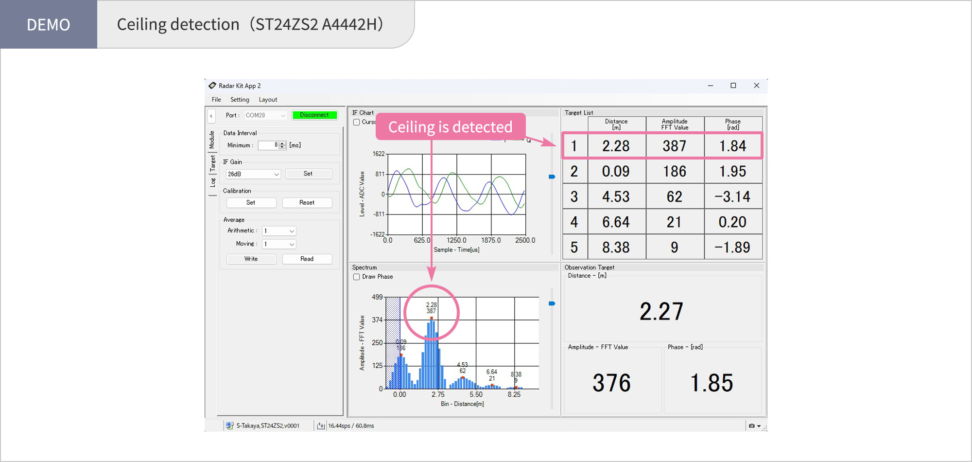 【DEMO】Ceiling detection (ST24ZS2 A4442H)