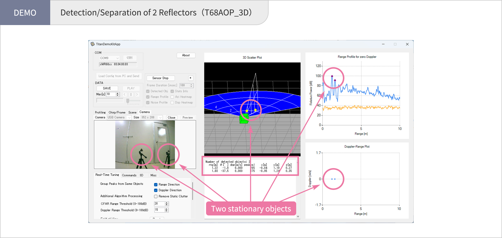 【DEMO】Detection/Separation of 2 Reflectors(T68AOP_3D)